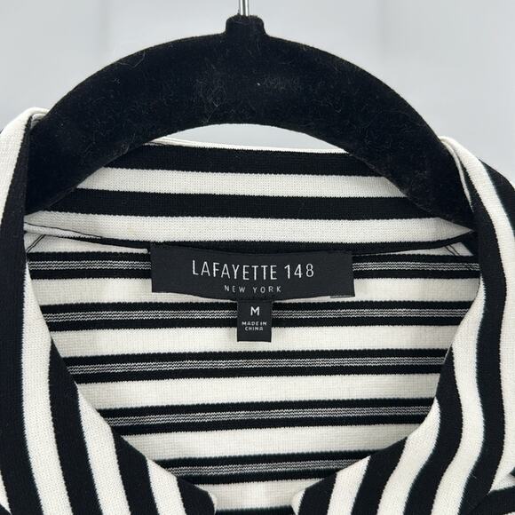 Lafayette 148 black white full zip half sleeve office preppy jacket size M - Picture 3 of 8